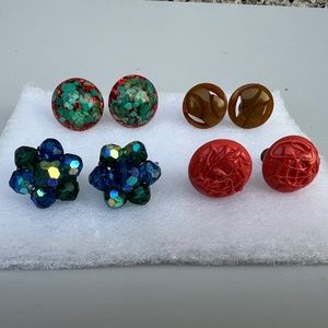 Vintage Screw Back Earrings - Four Pairs